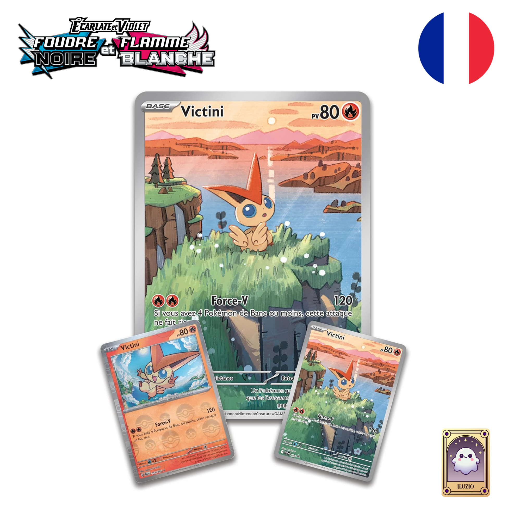 CARTEPROMO-Pokémon - Coffret Collection Illustration Victini - EV 10.5 - Foudre Noir & Flamme Noir - FR