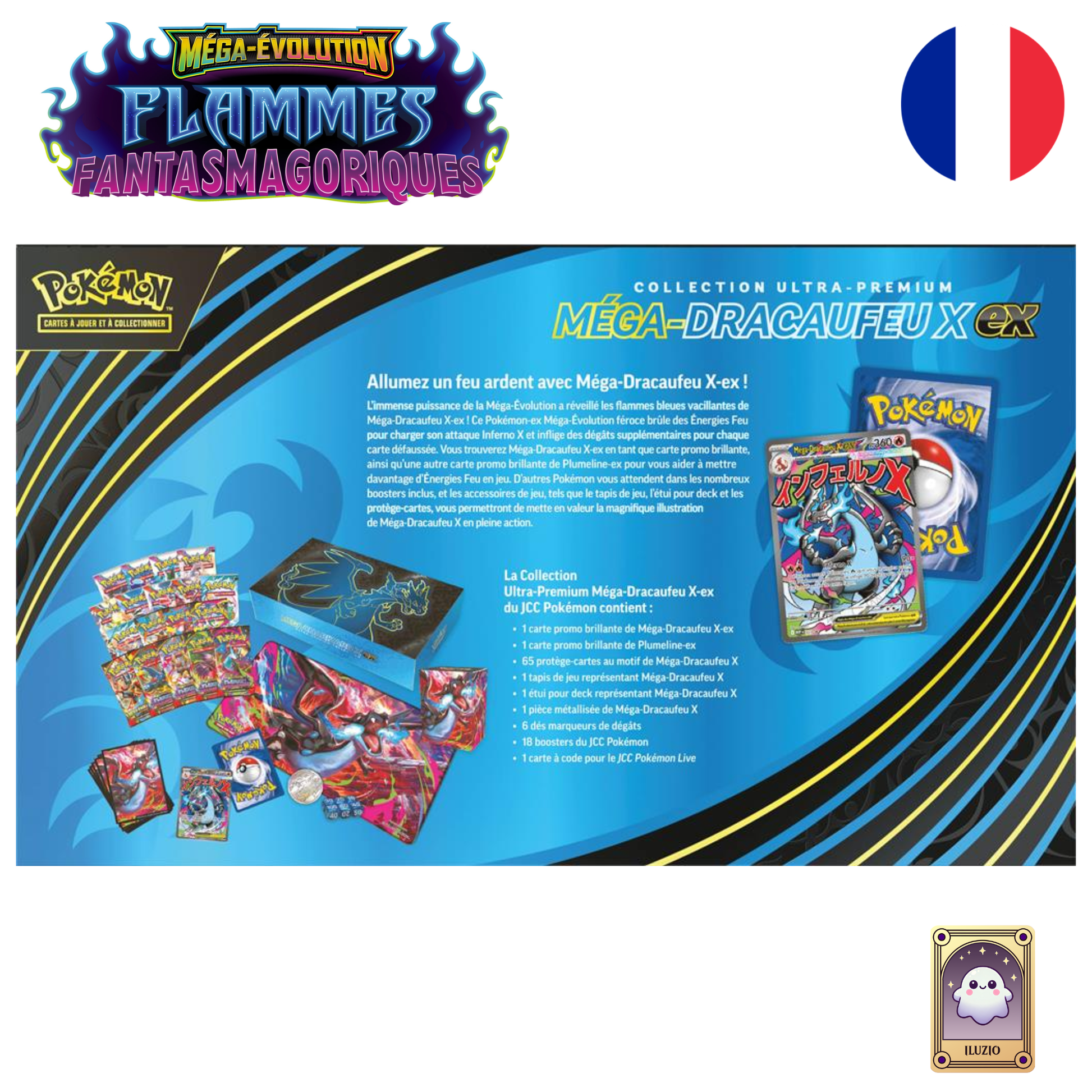Dos-Pokémon - Coffret Collection Ultra Premium ME2 - Flammes Fantasmagoriques - Méga-Dracaufeu X-ex - Français