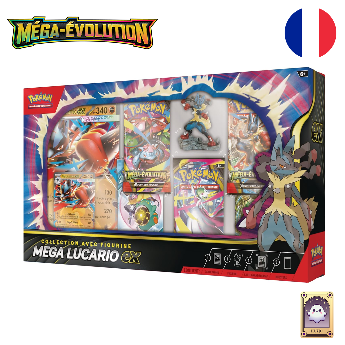 Face côté droit - Pokémon - Collection Premium avec Figurine Méga-Lucario-ex - Français