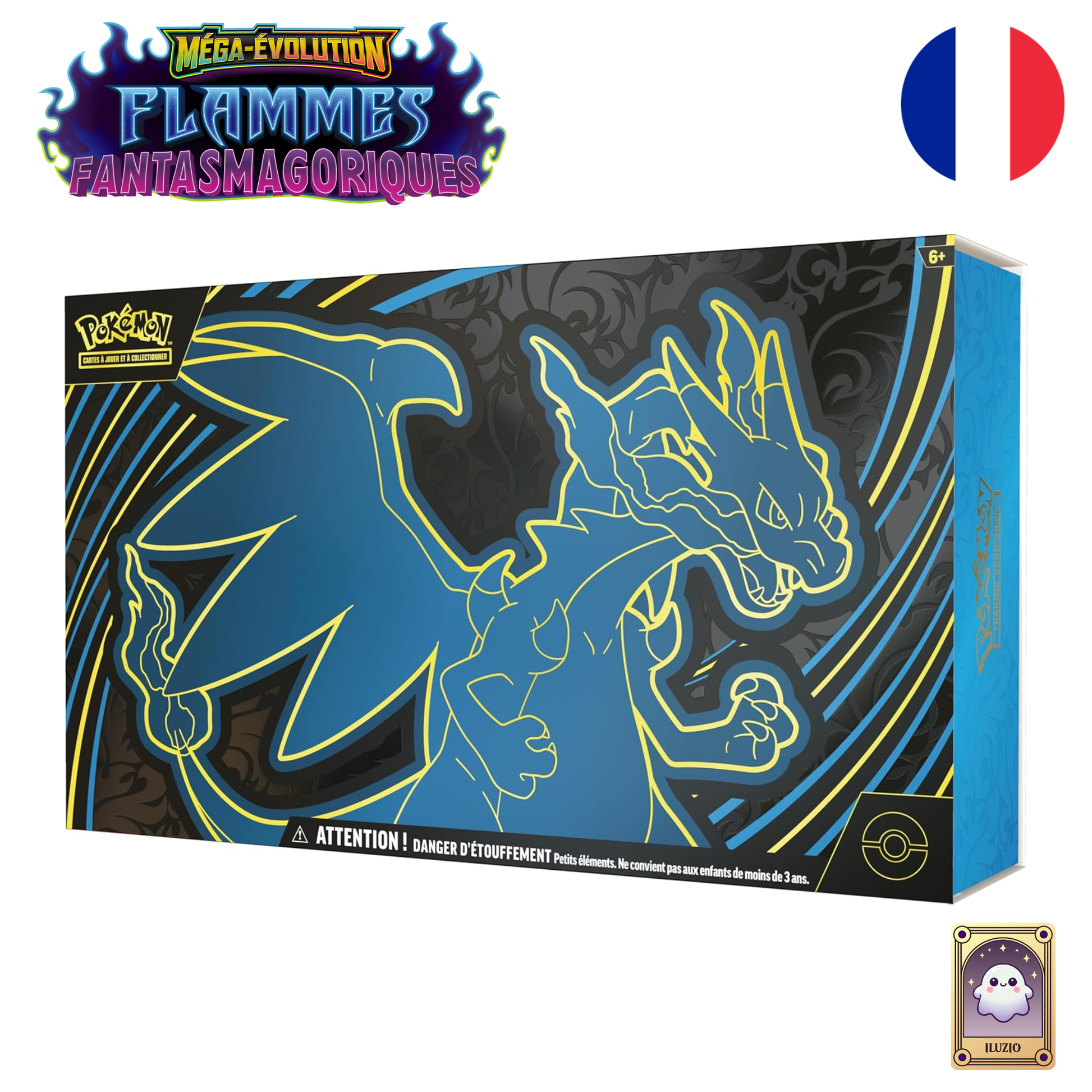 Face côté droit - Pokémon - Coffret Collection Ultra Premium ME2 - Flammes Fantasmagoriques - Méga-Dracaufeu X-ex - Français