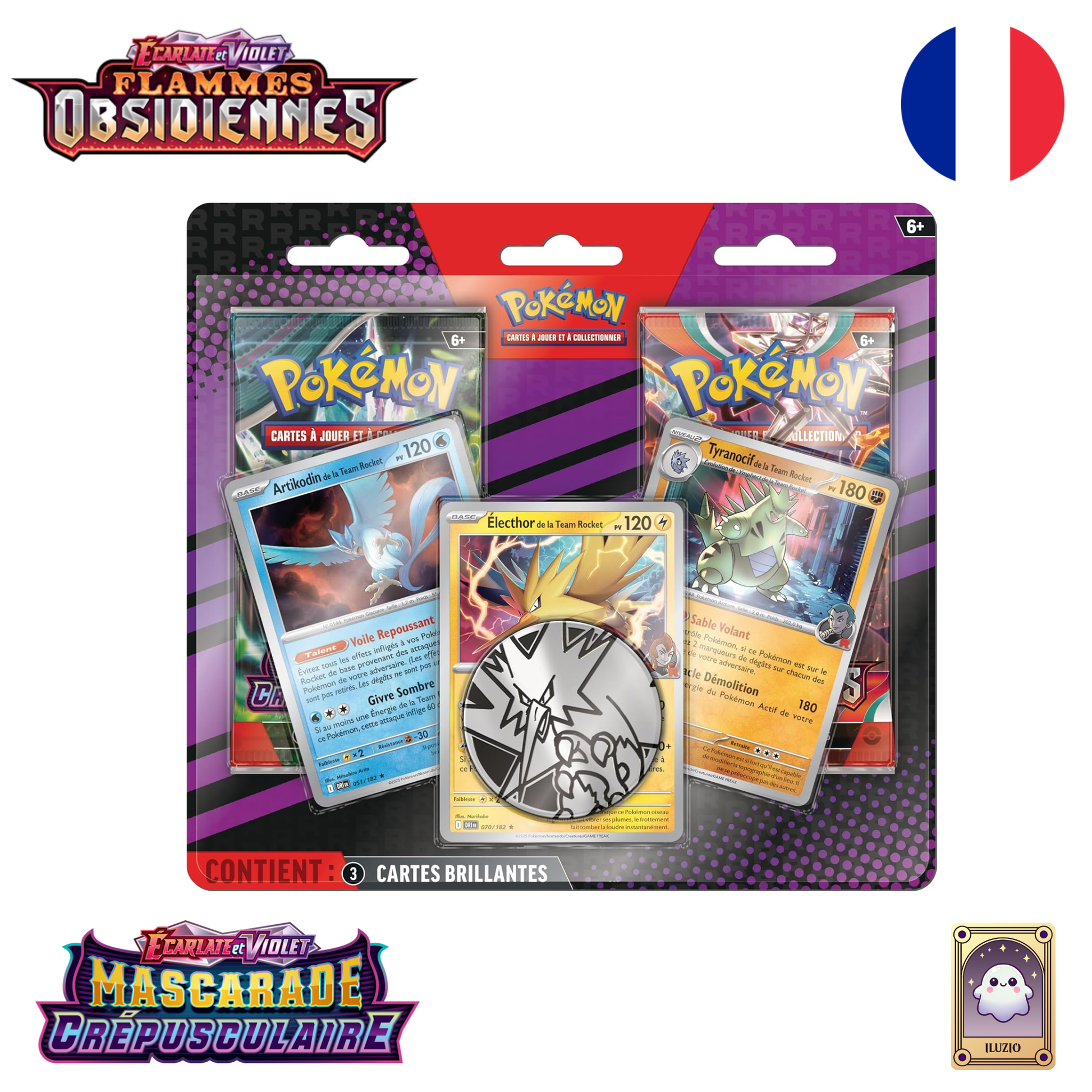 Face - Pokémon - Duopack EV3 - Flammes Obsidiennes / EV6 - Mascarade Crépusculaire - Français