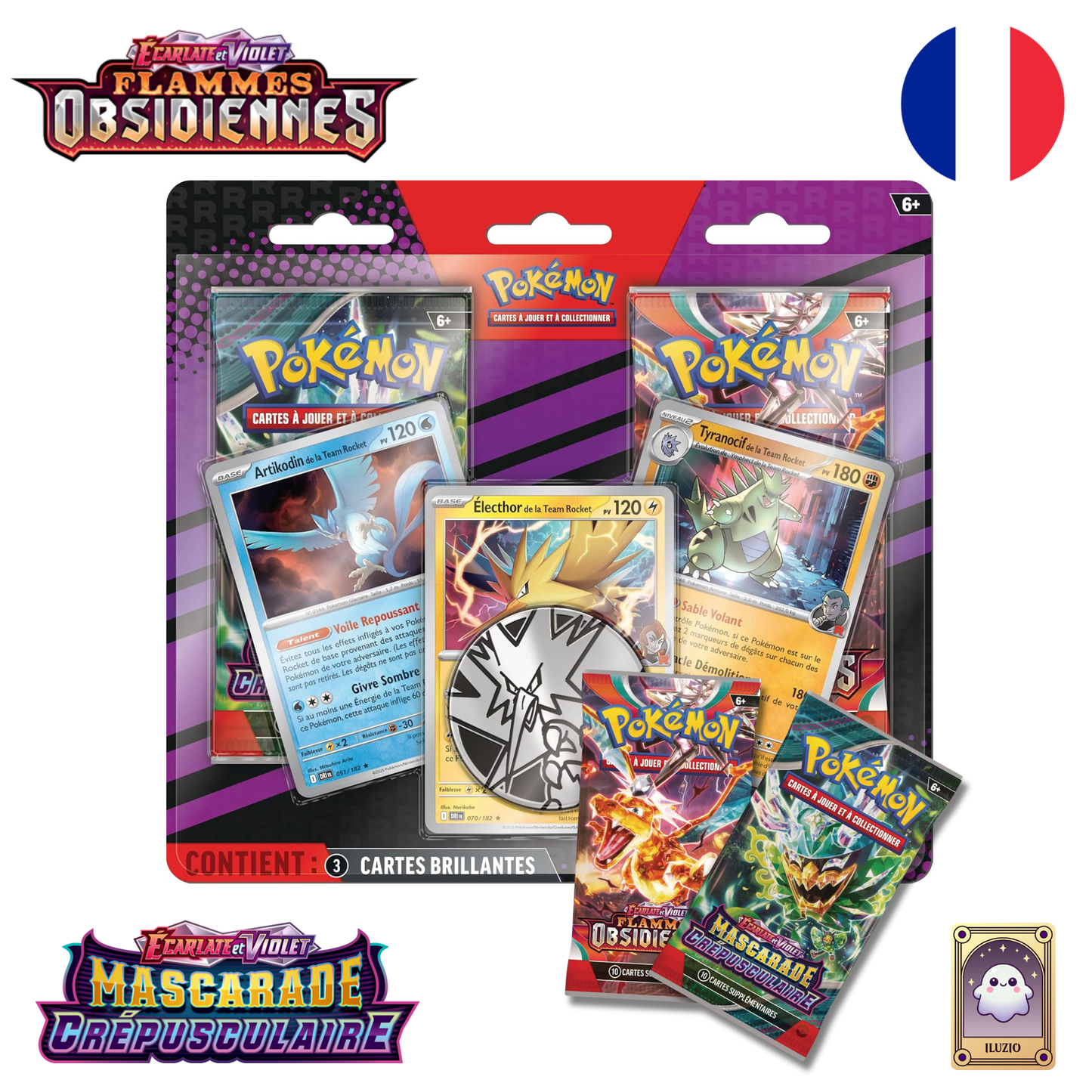 FACE et Boosters - Pokémon - Duopack EV3 - Flammes Obsidiennes / EV6 - Mascarade Crépusculaire - Français