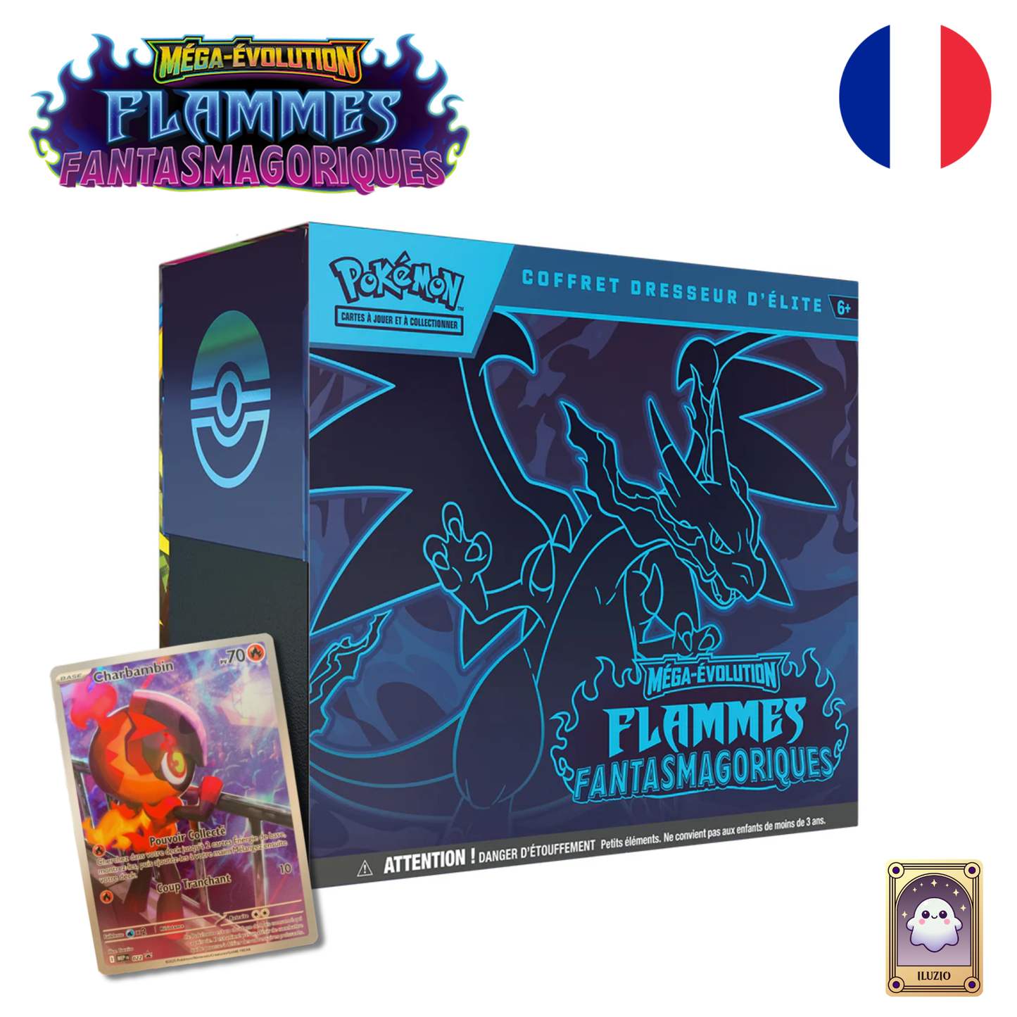 Face et carte Promo - Pokémon - Coffret Dresseur d'Élite (ETB) ME2 - Flammes Fantasmagoriques - Français