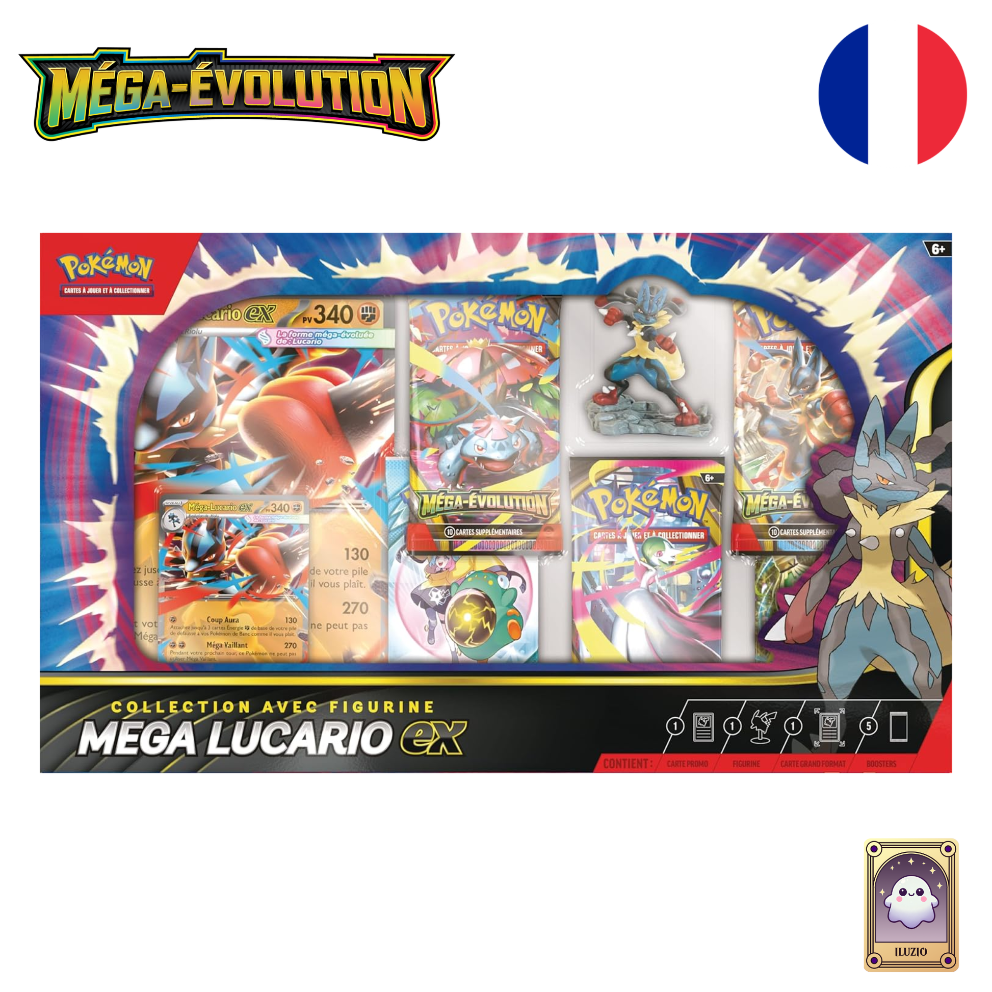 Face-Pokémon - Collection Premium avec Figurine Méga-Lucario-ex - Français