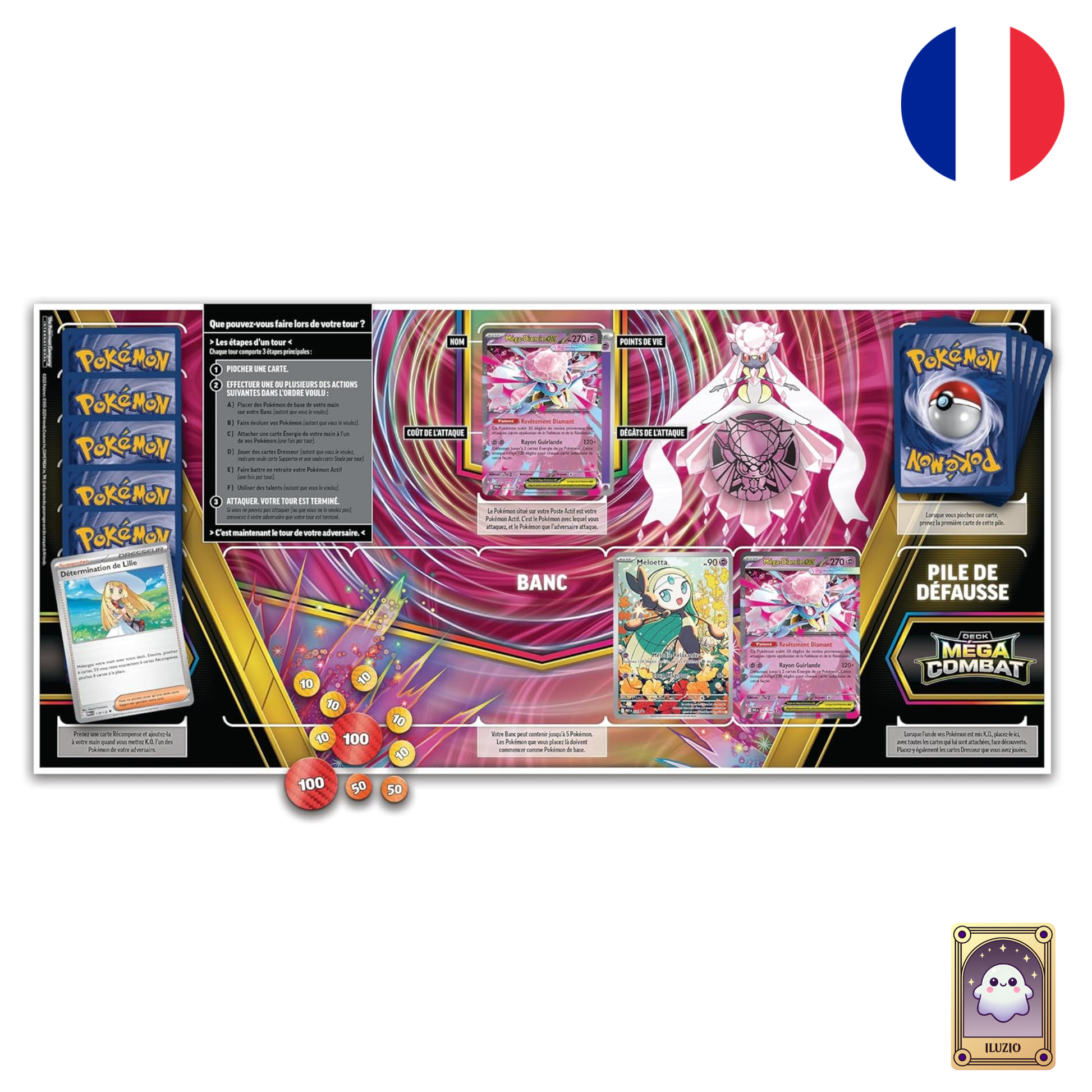 Tapis-Pokémon - Deck Méga-Combat - Méga-Diancie-ex - Français